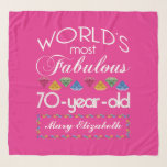 70th Birthday Most Fabulous Colourful Gems Pink Scarf<br><div class="desc">Celebrate the milestone birthday of your favourite senior citizen with this fun gift reminding them of how fabulous they are. White and grey lettering on deep turquoise background. Colourful diamond-cut gems in rainbow tones serve as accent. Customise with names, initials or other text. This series is in increments of 5...</div>