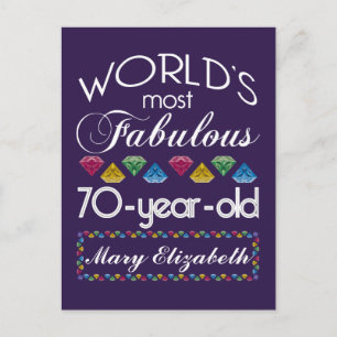70th Birthday Most Fabulous Colourful Gems Purple Postcard