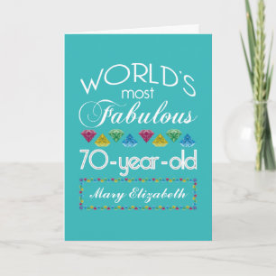 70th Birthday Most Fabulous Colourful Gems Turquoi Card