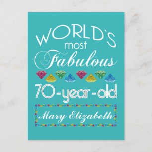 70th Birthday Most Fabulous Colourful Gems Turquoi Postcard