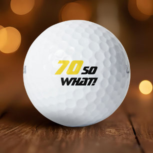 70th Birthday Motivational Elegant Yellow Black Golf Balls