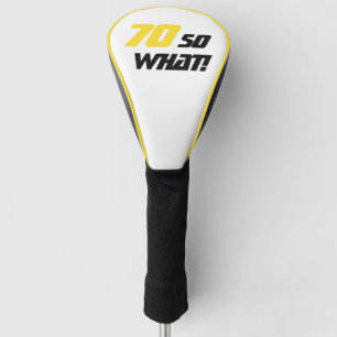 70th Birthday Motivational Modern Yellow Black Golf Head Cover