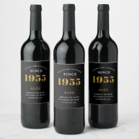70th Birthday Name 1955 Black Gold Elegant Chic