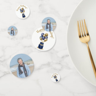 70th Birthday Navy Blue Balloon Cake Confetti