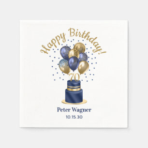 70th Birthday Navy Blue Balloon Cake Napkin