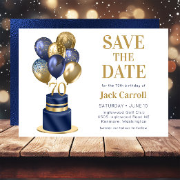 70th Birthday Navy Blue Balloon Cake Save The Date