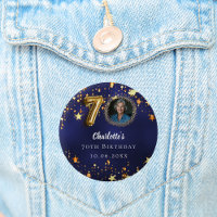 70th birthday navy blue gold stars photo