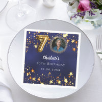 70th birthday navy blue gold stars photo