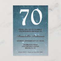 70th Birthday Navy Blue Midnight Sky Stars Glitter