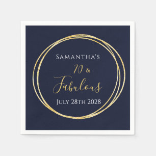 70th Birthday Navy Gold Birthday Napkin