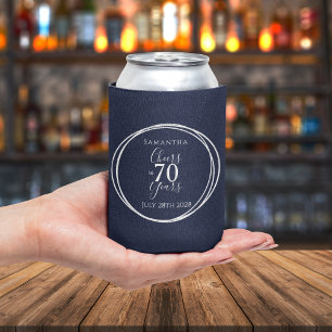 70th Birthday Navy Silver Cheers to 70 Years Can Cooler