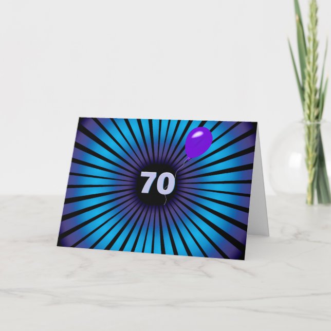 70th Birthday Neon Optical Illusion Card (Front)