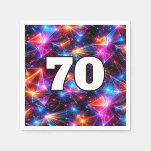 70th Birthday Neon Polygon Abstract Napkin