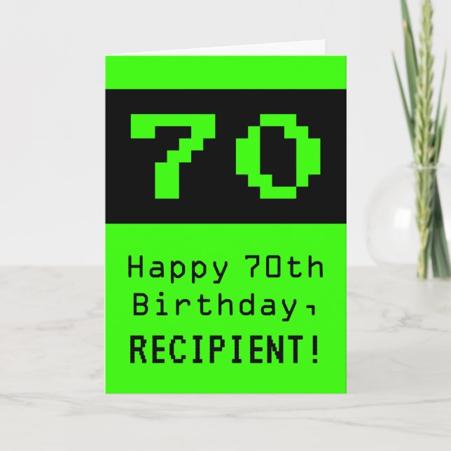 70th Birthday: Nerdy / Geeky Style "70" and Name Card (Front)