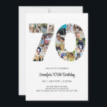 70th Birthday Number 70 Custom Photo Collage Invitation<br><div class="desc">Mark seventy years of wonderful memories and adventures with this captivating 70th Birthday Number Photo Collage. This customisable template is the perfect blend of creativity and sentiment, allowing you to create a truly memorable gift for your loved one's special day. Capture the essence of incredible years in a single masterpiece...</div>