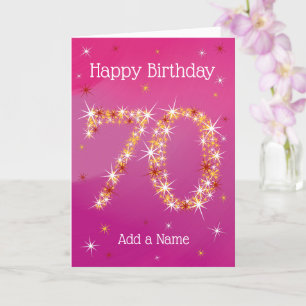 70th Birthday - Number 70 in Stars - Pink - Age Card