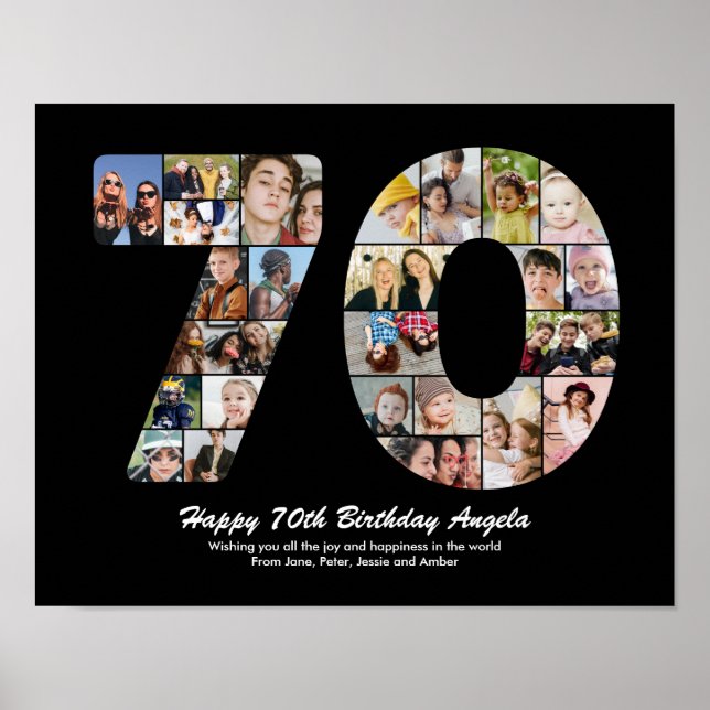 70th Birthday Number 70 Photo Collage Gift Poster (Front)