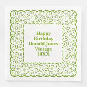 70th Birthday Number Pattern Scallops Green/White Napkin