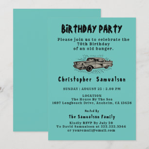 70th Birthday Old Banger Car Enthusiast Vintage Invitation