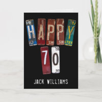 70th birthday old car license plates