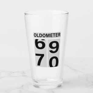 70th Birthday Oldometer Glass