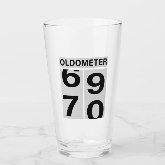 70th Birthday Oldometer Glass (Front)
