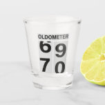 70th Birthday Oldometer Shot Glass<br><div class="desc">Happy 70th Birthday!! The OLDOMETER is a funny way to celebrate the big 7-0.</div>