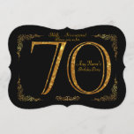 70th,Birthday party 70th,great Gatsby,black & gold Invitation<br><div class="desc">"70th", "Birthday party Woman-Man 70th",  "70th",  "great Gatsby",  "black & gold",  "two-sided",  "number glitter", "elegant",  "editable text", "all possible forms available", "any Shape", "shape normal", "shape rounded", "shape bracket", "shape scalloped", "shape ticket", "shape tag"</div>