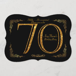 70th,Birthday party 70th,great Gatsby,black & gold Invitation