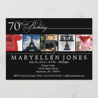 70th Birthday PARTY Alphabet Photography Invite