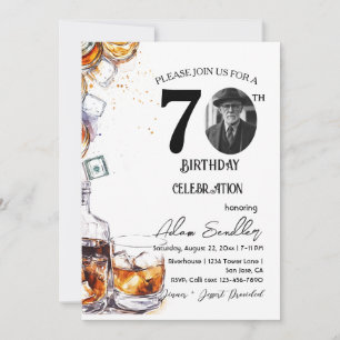 70th birthday party and whisky and drinks  invitation