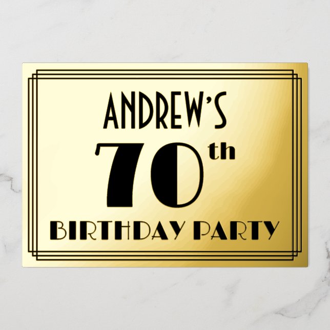 70th Birthday Party — Art Deco Look “70” + Name (Front)