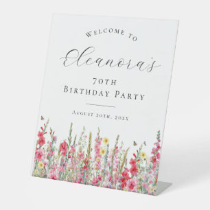 70th Birthday Party August Birth Flower Welcome Pedestal Sign
