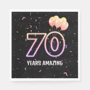 70th Birthday Party Balloons and Confetti Napkin