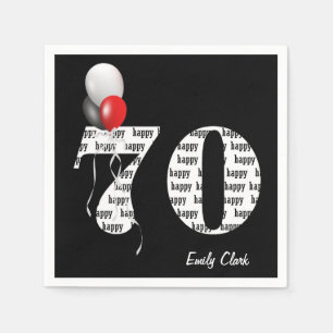70th birthday party balloons napkin