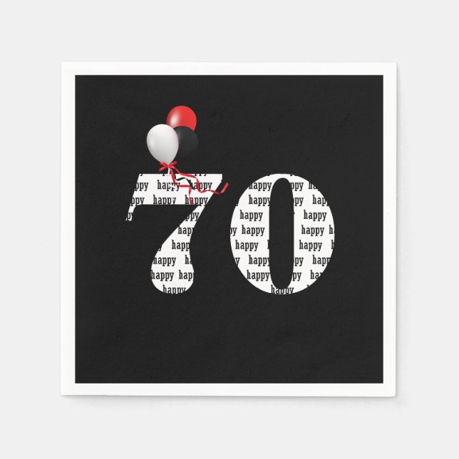 70th Birthday party balloons Napkin (Front)