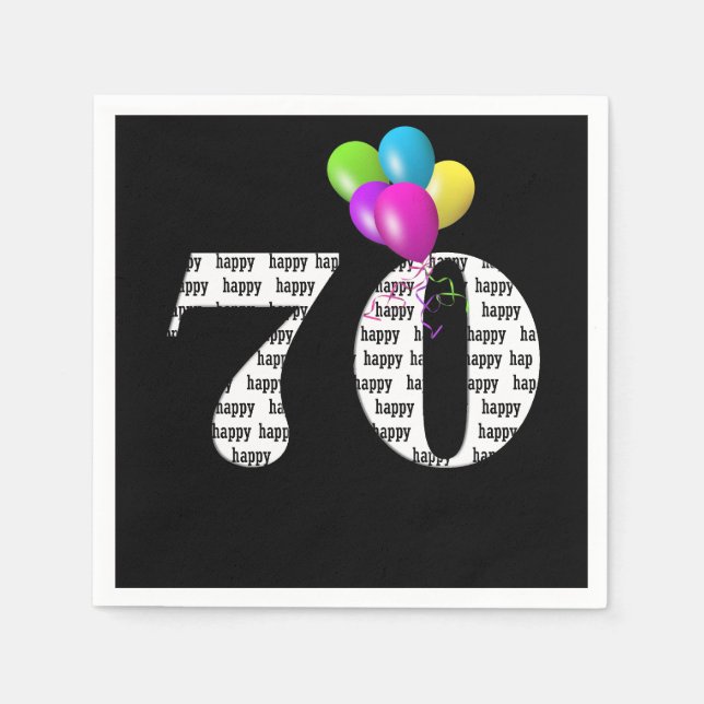 70th birthday party balloons napkin (Front)
