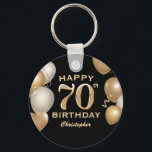 70th Birthday Party Black and Gold Balloons Key Ring<br><div class="desc">70th Birthday Party Black and Gold Balloons and Confetti Keychain. For further customisation,  please click the "Customise it" button and use our design tool to modify this template.</div>