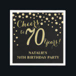 70th Birthday Party Black and Gold Diamond Napkins<br><div class="desc">70th Birthday Party Invitation with Black and Gold Glitter Diamond Background. Gold Confetti. Adult Birthday. Man or Woman Birthday. For further customisation,  please click the "Customise it" button and use our design tool to modify this template.</div>