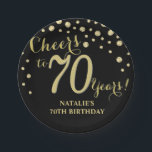 70th Birthday Party Black and Gold Diamond Paper Plate<br><div class="desc">70th Birthday Party Black and Gold Diamond Paper Plate</div>