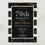 70th Birthday Party Black and White | Gold Glitter Invitation<br><div class="desc">70th Birthday Party| Black and White With Gold Glitter Design. This is a template ready for you to add your party details to .</div>