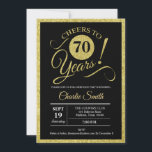 70th Birthday Party - Black Gold ANY AGE Invitation<br><div class="desc">70th birthday party invitation for women or men. Elegant invite card in faux glitter gold and black. Features typography script font. Cheers to 70 years! Perfect for a stylish adult birthday celebration.</div>