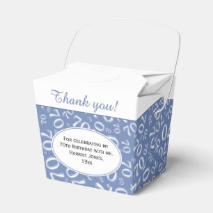 70th Birthday Party Blue/White Number Pattern Favour Box