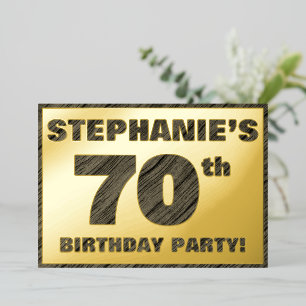 70th Birthday Party — Bold, Faux Wood Grain Text