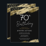 70th Birthday Party Budget Gold Black Invitation<br><div class="desc">Elegant Faux gold foil paint splatters design. All text is adjustable and easy to change for your own party needs. Great elegant 70th birthday template design.</div>