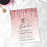 70th Birthday Party Budget Rose Gold Pink Glitter<br><div class="desc">Elegant,  chic and budget-friendly 70th birthday party invitation featuring "70 & Fabulous" written in stylish script against an ombre pink background,  with pink and rose gold faux glitter dripping from the top. You can personalise with her name and the party details.</div>