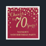 70th Birthday Party Burgundy Red and Gold Diamond Napkin<br><div class="desc">70th Birthday Party Invitation with Burgundy Red and Gold Glitter Diamond Background. Gold Confetti. Adult Birthday. Man or Woman Birthday. For further customisation,  please click the "Customise it" button and use our design tool to modify this template.</div>