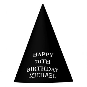 70th Birthday Party Celebration Black Adult Party Hat