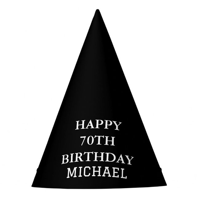 70th Birthday Party Celebration Black Adult Party Hat (Front)