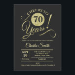 70th Birthday Party - Chalkboard Gold Invitation<br><div class="desc">70th Birthday Party Invitation in faux glitter gold and chalkboard black pattern. Simple modern design,  perfect for an elegant party. Cheers to 70 years! Can be personalized into any age!
Please message me if you need further customization.</div>
